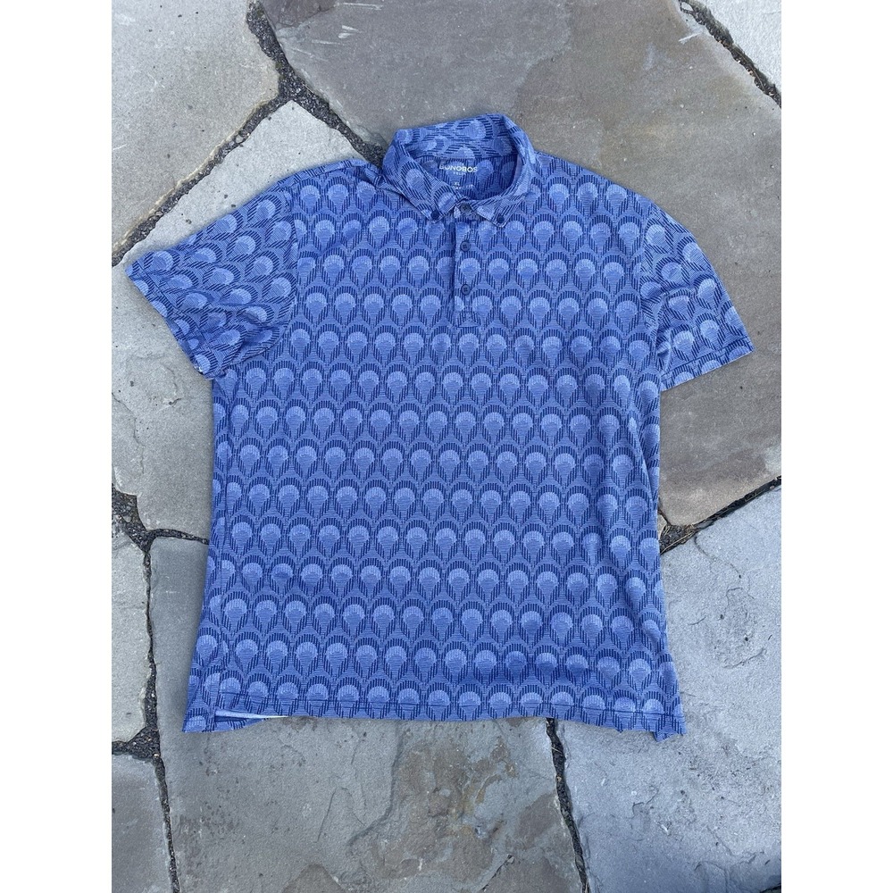 BONOBOS Men‎ Polo Shirt XL Blue GOLF FLATIRON Standard Fit Jacquard Performance